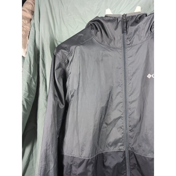 Columbia Men’s Center Ridge Windbreaker Hooded Jacket Gray/Black Medium  XM0287 - Picture 4 of 14